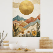 Boho Celestial Grote Gouden Zon Berg Poster (Keuken)