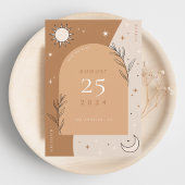 Boho Celestial Maan en Zon Mystic Foto Bruiloft Save The Date