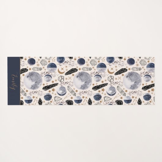 Boho Celestial Maan Fase Kristal Mystiek Patroon Yogamat (Achterkant (horizontaal))