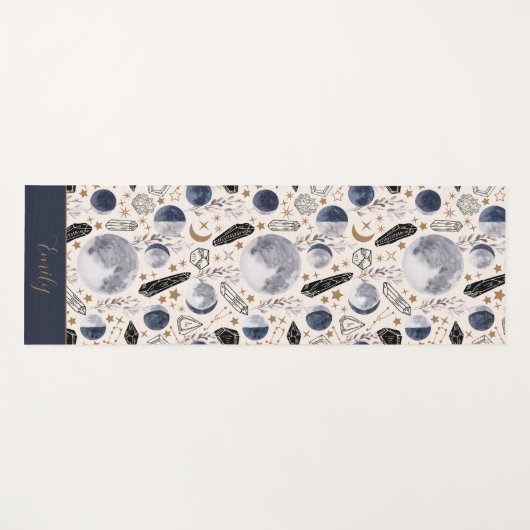 Boho Celestial Maan Fase Kristal Mystiek Patroon Yogamat (Voorkant (horizontaal))