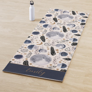 Boho Celestial Maan Fase Kristal Mystiek Patroon Yogamat