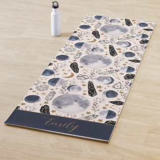 Boho Celestial Maan Fase Kristal Mystiek Patroon Yogamat