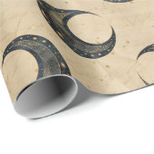 Boho Celestial Maan Goud Patroon Cadeaupapier (Rol Hoek)