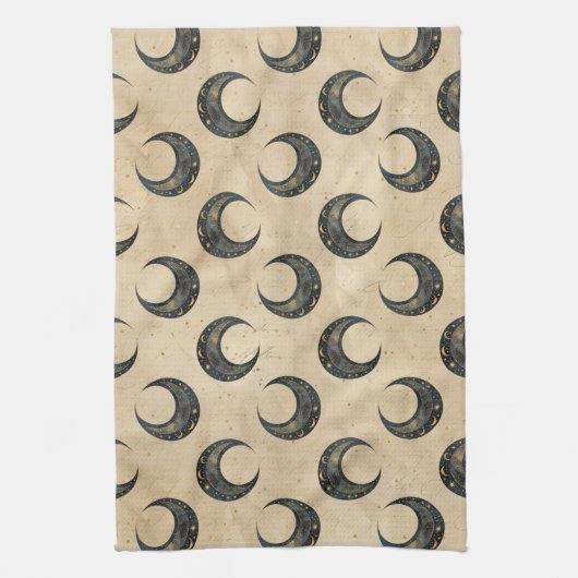 Boho Celestial Maan Goud Patroon Theedoek (Verticaal)