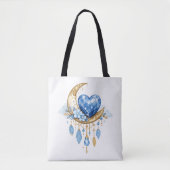 Boho Celestial Maan & Kristallen Hart Boodschappen Tote Bag (Voorkant)
