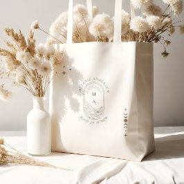 Boho Celestial Maan Star Monogram Holistische Brui Tote Bag