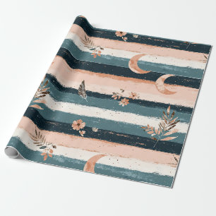 Boho Celestial Maanstreep in Aardtinten Cadeaupapier
