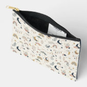 Boho Celestial Makeup Pouch| Neutrale Maan en Ster Etui (Open)