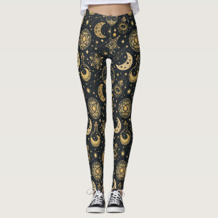 Boho Celestial met Gouden Alchemie Symbolen Leggings