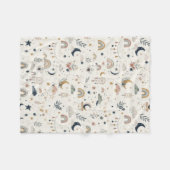Boho Celestial  | Neutrale Maan en Sterren Fleece Deken (Voorkant (Horizontaal))