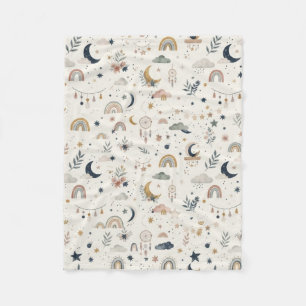 Boho Celestial    Neutrale Maan en Sterren Fleece Deken