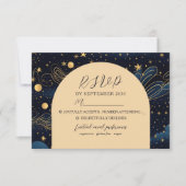 Boho Celestial Night Wedding RSVP Kaart (Voorkant)