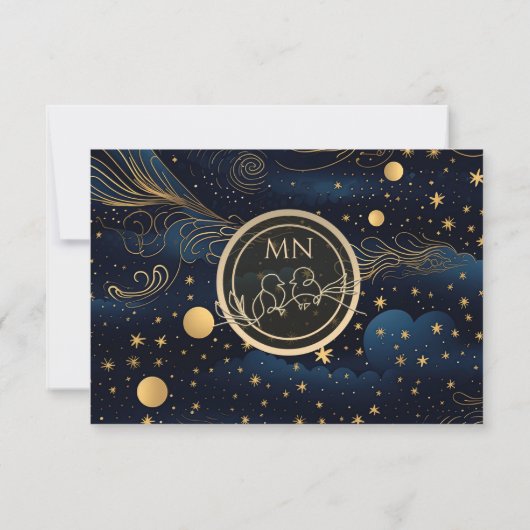 Boho Celestial Night Wedding RSVP Kaart (Achterkant)