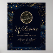 Boho Celestial Night Wedding Welkomstbord Poster (Voorkant)