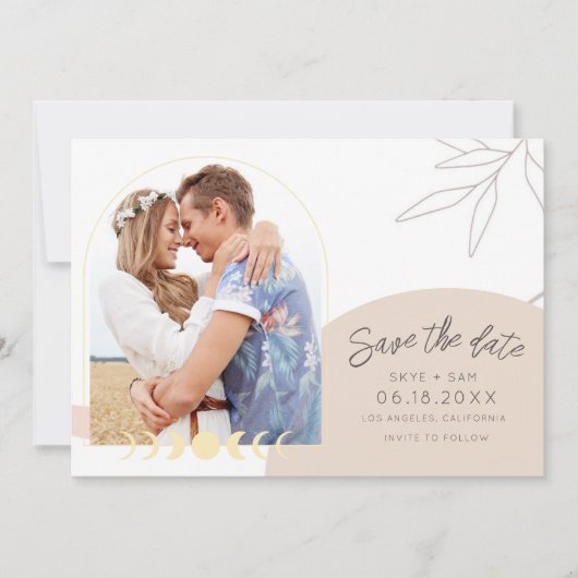 Boho Celestial Photo Wedding Save The Date (Voorkant)