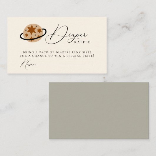 Boho Celestial Planet Diaper Raffle Enclosure Card Plaatskaartje (Voorkant / Achterkant)