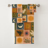 Boho Celestial | Retro Zon & Maan Bad Handdoek (Insitu)