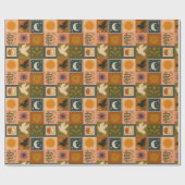 Boho Celestial | Retro Zon & Maan Cadeaupapier (Vlak)