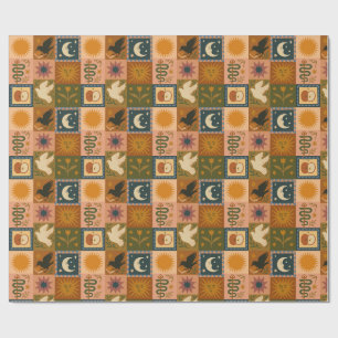 Boho Celestial   Retro Zon & Maan Cadeaupapier