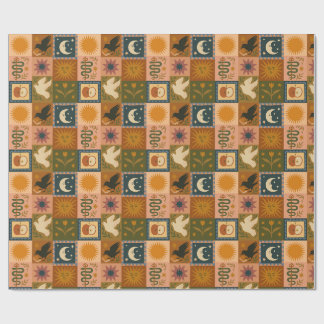 Boho Celestial | Retro Zon & Maan Cadeaupapier