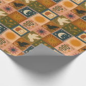 Boho Celestial | Retro Zon & Maan Cadeaupapier (Hoek)