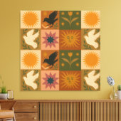 Boho Celestial | Retro Zon & Maan Canvas Afdruk (Insitu (Woonkamer))