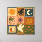 Boho Celestial | Retro Zon & Maan Canvas Afdruk (Voorkant)