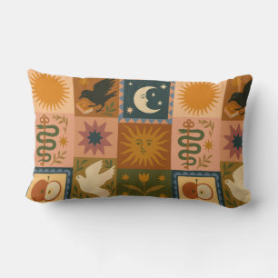 Boho Celestial Retro Zon & Maan Kussen