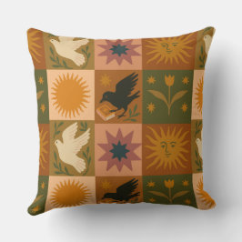 Boho Celestial | Retro Zon & Maan Kussen