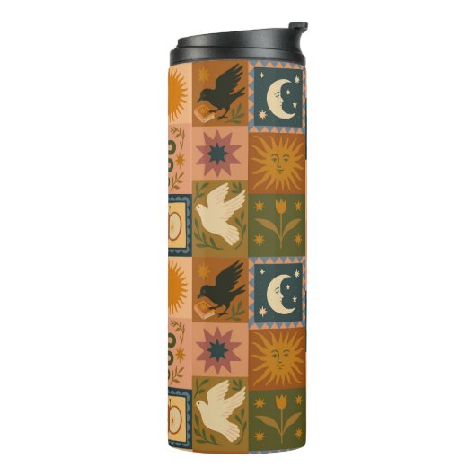 Boho Celestial | Retro Zon & Maan Thermosbeker (Gedraaid links)