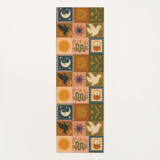 Boho Celestial | Retro Zon & Maan Yogamat (Voorkant)