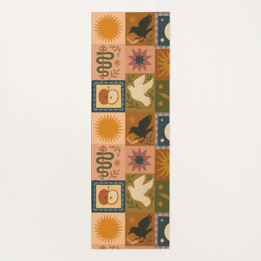 Boho Celestial | Retro Zon & Maan Yogamat (Achterkant)