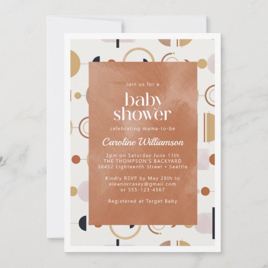 Boho Celestial Shapes Terracotta Baby shower Kaart (Voorkant)