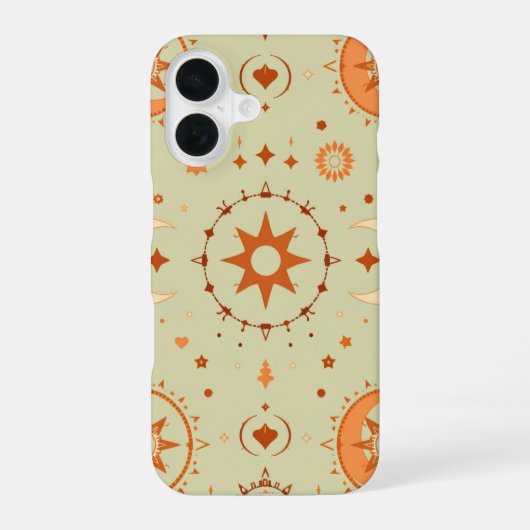Boho Celestial | Sun & Moon Mint Groene Astrologie iPhone 16 Hoesje (Achterkant)