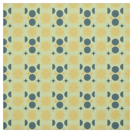 Boho Celestial Sun Moon Mint Pattern Stof (Swatch)