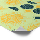 Boho Celestial Sun Moon Mint Poster (Hoek)