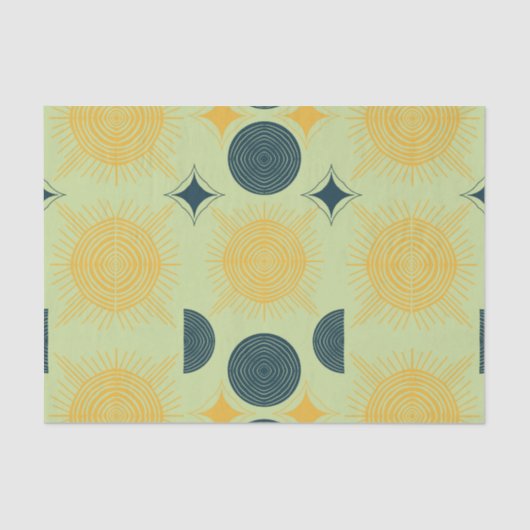 Boho Celestial Sun Moon Mint Tissuepapier (Voorkant)