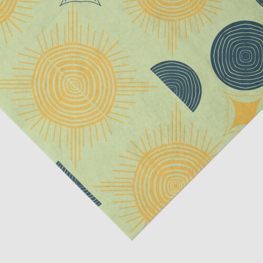 Boho Celestial Sun Moon Mint Tissuepapier (Detail)