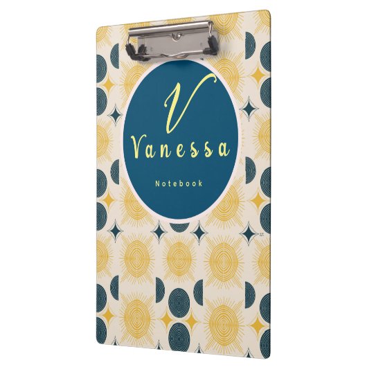 Boho Celestial Sun Moon Monogram Script Klembord (Links)