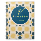 Boho Celestial Sun Moon Monogram Script Notitieboek (Voorkant)
