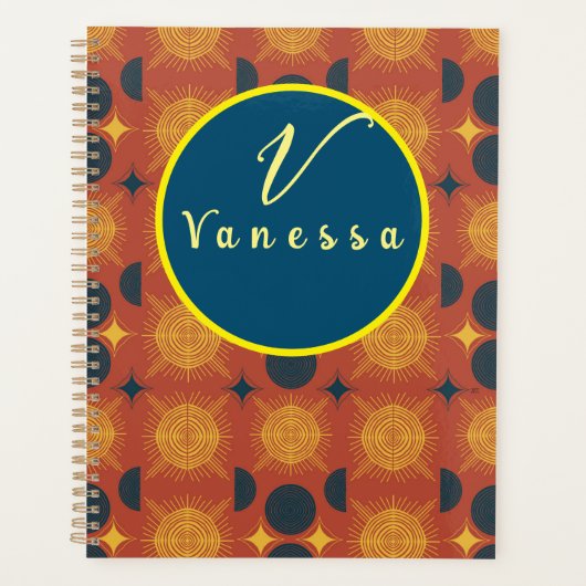 Boho Celestial Sun Moon Monogram Script Planner (Voorkant)
