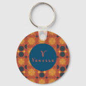 Boho Celestial Sun Moon Monogram Script Sleutelhan Sleutelhanger (Voorkant)