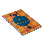 Boho Celestial Sun Moon Oranje Monogram Script Notitieboek (Rechterzijde)