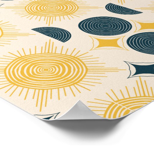 Boho Celestial Sun Moon Pattern Poster (Hoek)