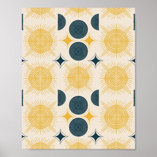 Boho Celestial Sun Moon Pattern Poster (Voorkant)