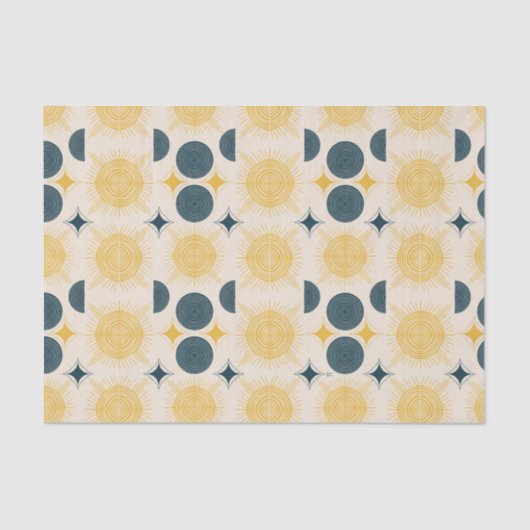 Boho Celestial Sun Moon Pattern Tissuepapier (Voorkant)