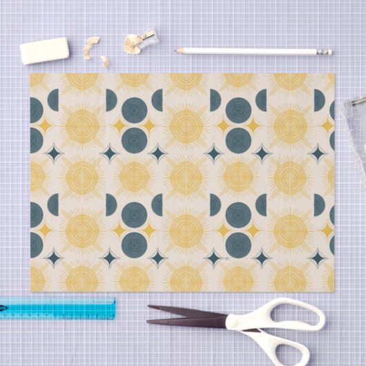 Boho Celestial Sun Moon Pattern Tissuepapier (Craft)