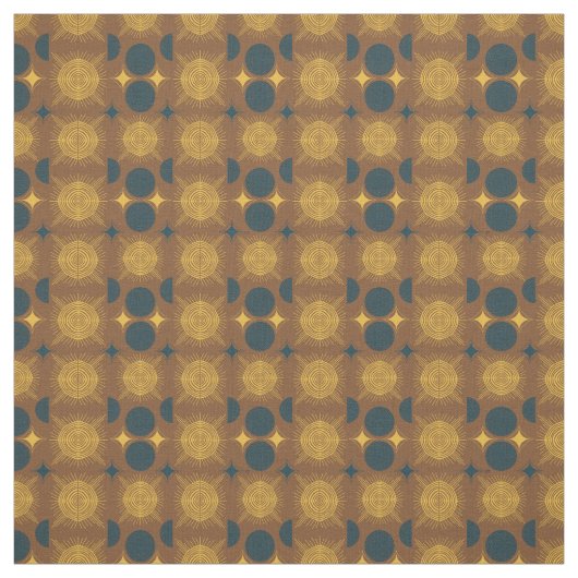 Boho Celestial Sun Moon Rustic Pattern Stof (Swatch)