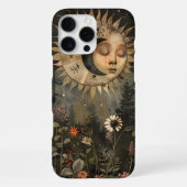 Boho Celestial Sun Moon Wildflower Garden iPhone Hoesje (Achterkant)