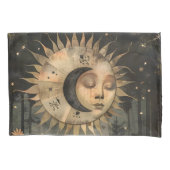 Boho Celestial Sun Moon Wildflower Garden Kussensloop (Voorkant)